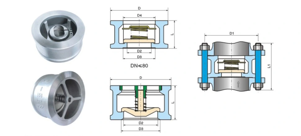 Stainless Steel Spring Loaded Wafer Type Lift Check Valve