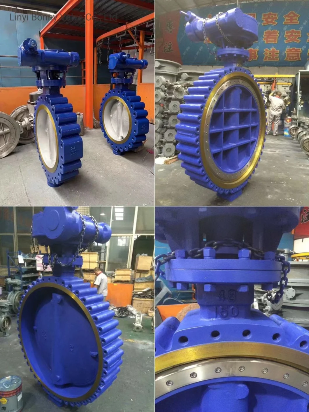 API 150lb Bronze Wafer Type DN100 Gear Operation Triple Offset Butterfly Valve